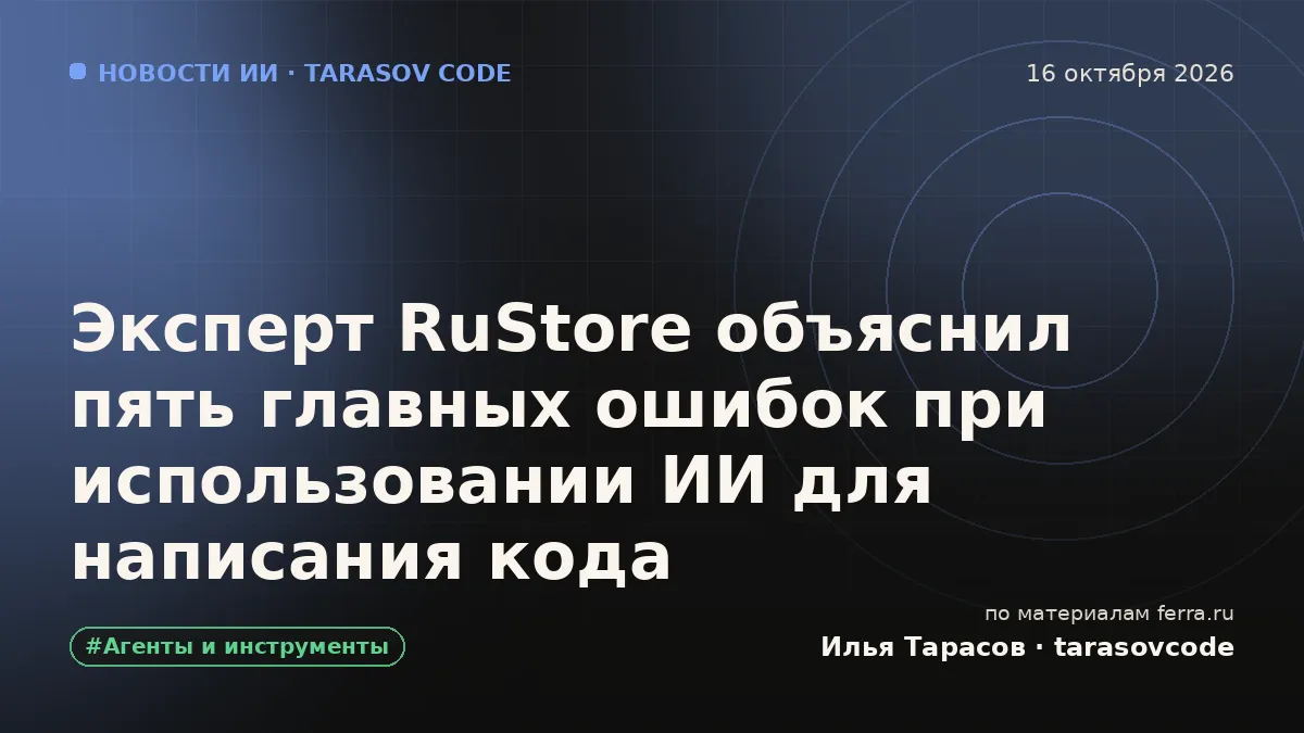 Эксперт RuStore объяснил пять главных ошибок при использовании ИИ для написания кода