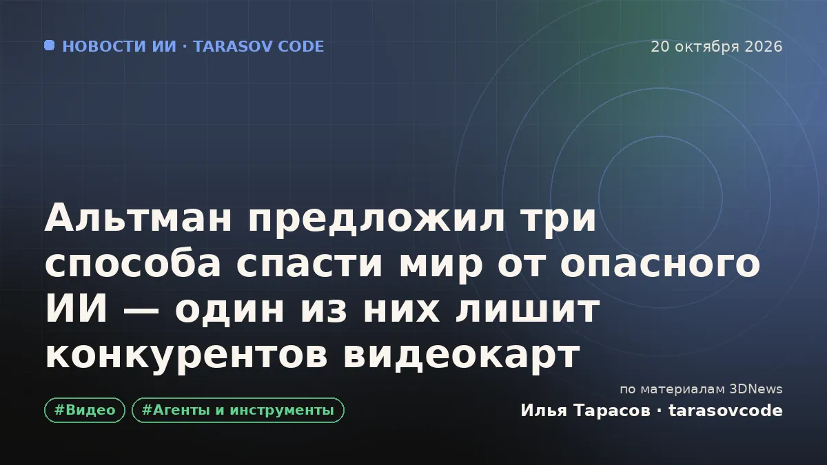 Альтман предложил три способа спасти мир от опасного ИИ — один из них лишит конкурентов видеокарт