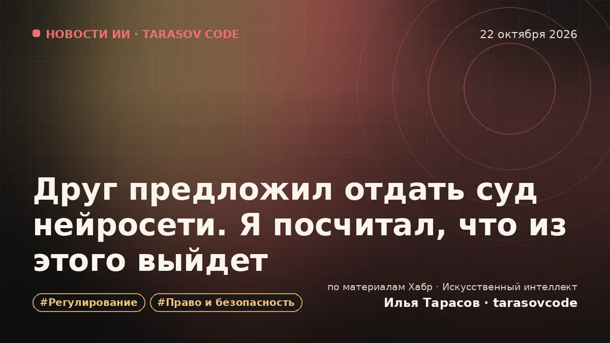 Друг предложил отдать суд нейросети. Я посчитал, что из этого выйдет