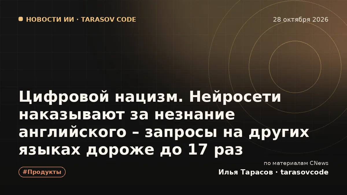 Цифровой нацизм. Нейросети наказывают за незнание английского – запросы на других языках дороже до 17 раз
