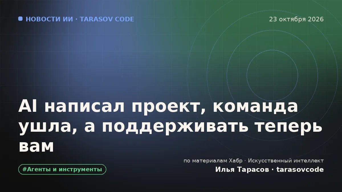 AI написал проект, команда ушла, а поддерживать теперь вам