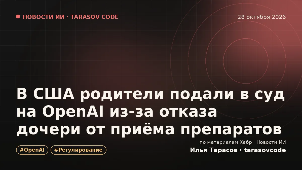В США родители подали в суд на OpenAI из‑за отказа дочери от приёма препаратов